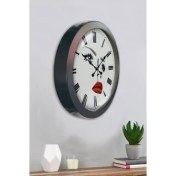 Resim Bahat Salon Ofis Duvar Saati Gri Metal Çerçeve 36 cm 
