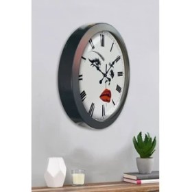 Resim Bahat Salon Ofis Duvar Saati Gri Metal Çerçeve 36 cm 