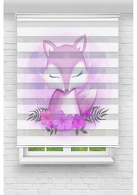 Resim Perdecizade Enxboy Mor Tilki Dijital Baskılı Zebra Perde-cocuk Odası-stor Perde Renkli 