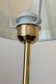 Resim Bohhem Royal Gold Metal Ayaklı Abajur Krem Hasır Kaplama Başlık Yatak Odası Abajur Salon Masa Lambası Krem 