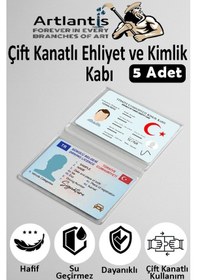 Resim Çift Kanatlı Ehliyet Ve Kimlik Kabı 5 Adet Şeffaf İnce Kredi Kartı Kabı Ehliyet Kimlik Kılıfı Koruyucu Kılıf Şeffaf 