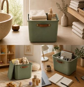 Resim 23 LT Kapaklı Organizer Kutu - Yan Kulplu Büyük Boy Plastik Saklama ve Depolama Kutusu - Çok Amaçlı Düzenleyici Kutu - Dolap, Banyo, Ofis ve Oyuncak Düzeni İçin (40x30x25cm) 