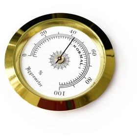 Resim OEM Analog Higrometre Nem Ölçer Humidor Puro Kutusu İçin Metal Çerçeve Sarı-Beyaz 50mm 