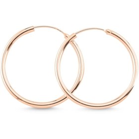 Resim Gümüş Takı Dünyası Rose Kaplama 20mm Sade Halka Gümüş Küpe Sevgi Hediyesi 