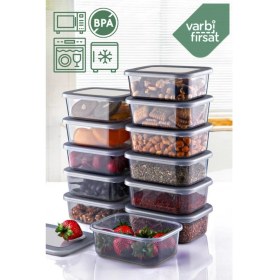 Resim Tekno Trust Gri 12'li Saklama Kabı, Kahvaltılık ve Erzak Kabı 15 ve Üzeri Plastik 