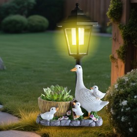 Resim 1 adet Reçine Ördek ve Sukulent Bahçe Heykeli - Güneş Enerjili Açık Dekoratif Işık, Canlı Renkler, Hava Koşullarına Dayanıklı Sanat, Veranda, Balkon, Bahçe için - Arkadaşlar için Mükemmel Mezuniyet Hediyesi, Yaratıcı Açık Aydınlatma, Veranda Atmosferi, Sanatsal Tasarım, Dayanıklı Yapı 