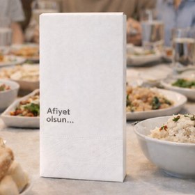 Resim Palo Santo 1 Adet Afiyet Olsun Baskılı Peçete Lüks Dekor Motto Misafir Sunum Peçete 