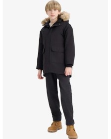 Resim Defacto Erkek Çocuk Parka Mont Çıkarılabilir Suni Kürk Yaka Kapüşonlu Pelüş Astar C8783a825wnbk27 Siyah-bk27 