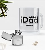 Resim Bk Gift Kişiye Özel I Dad Cam Kupa Bardak Benzinli Metal Çakmak Seti-2 