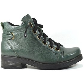 Resim Ernas 232 Hakiki Deri Yeşil Lastik Bağ Fermuarlı Düz Kadın Bot Yeşil 