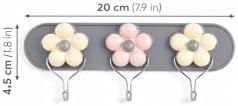 Resim Çiçek Tasarımlı Duvar Askısı, 3’lü Metal Kanca Seti, Dekoratif Renkli Kapı ve Duvar Askısı, Mutfak, Banyo, Yatak Odası İçin Organizer Askı, 