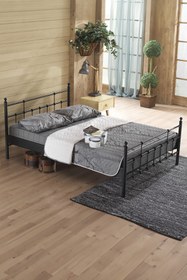 Resim Unimet Lalas Çift Kişilik Ferforje Metal Karyola-siyah (AHŞAP LATALI) 