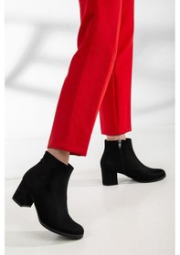 Resim D0520 Garantili Kadın Soğuk Geçirmez Fermuarlı Bot 22kdaf100000037 Siyah-Süet 