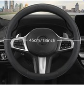 Resim Chuangyinshop Ağır Hizmet Ve İnşaat Aracı 18in Pu Deri Kaymaz Direksiyon Kılıfı Siyah 