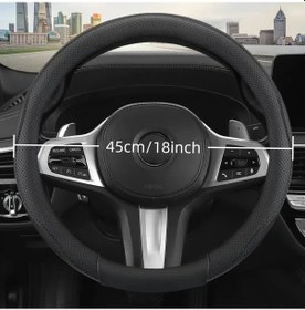 Resim Chuangyinshop Ağır Hizmet Ve İnşaat Aracı 18in Pu Deri Kaymaz Direksiyon Kılıfı Siyah 