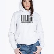 Resim Barkod Tasarımlı Kapşonlu Kadın Sweatshirt 