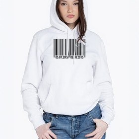 Resim Barkod Tasarımlı Kapşonlu Kadın Sweatshirt 