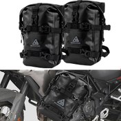 Resim BMW R1200GS, HONDA, SUZUKI için Ayarlanabilir Siyah PVC Motosiklet Tampon Çantası - Akıllı Telefon, Moda Gözlükleri, Anahtarlar, Çok Amaçlı Alet, Motosiklet Depolama Çantası için Güvenli Depolama|Şık Siyah Çanta|Hava Koşullarına Dayanıklı Çanta 