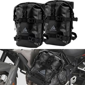 Resim BMW R1200GS, HONDA, SUZUKI için Ayarlanabilir Siyah PVC Motosiklet Tampon Çantası - Akıllı Telefon, Moda Gözlükleri, Anahtarlar, Çok Amaçlı Alet, Motosiklet Depolama Çantası için Güvenli Depolama|Şık Siyah Çanta|Hava Koşullarına Dayanıklı Çanta 
