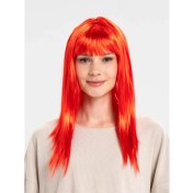 Resim Kırmızı Renk Uzun Düz Parti Peruğu 