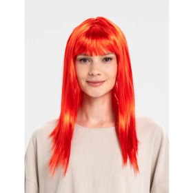 Resim Kırmızı Renk Uzun Düz Parti Peruğu 