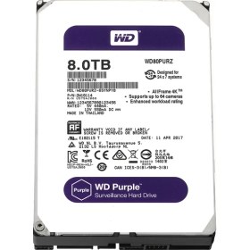 Resim WD Purple 8TB 3,5" SATA III 6Gbit/s 128MB 7/24 Güvenlik Kamerası Diski WD80PURZ 