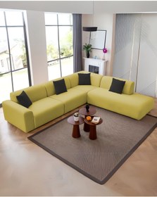 Resim Velura Home & Living Mila Köşe Takımı & Modern Kadife Sağ Köşe Koltuk Takımı - Sarı-1010 
