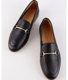 Resim Livia Siyah Hakiki Deri Kadın Loafer Siyah Deri 