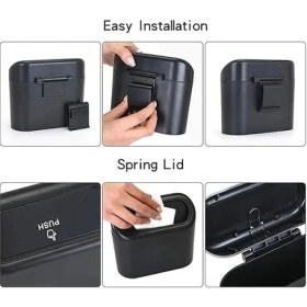 Resim Oto Aksesuar Araba Çöp Kutusu Siyah Portatif Araç Içi Taşınabilir Kapaklı Organizer Çöp Kovası 