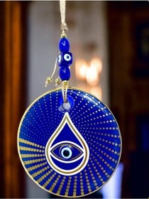 Resim Gold Puantiyeli Cam Nazar Boncuklu Göz Duvar Süsü 