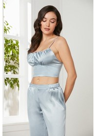 Resim Pierre Cardin 2075 Kadın Saten Sabahlıklı Pijama Takım-mist Mist 