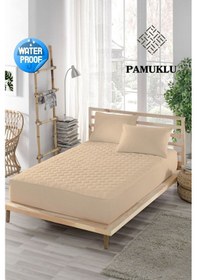 Resim Mona Verde Alez Sıvı Geçirmez Pamuklu Kapitoneli Fitted Kahve Çift Kişilik Tek bebek su yatak Koruyucu MNVKAPFIT00 Kahverengi 