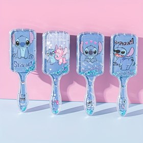 Resim Disney 1 Adet Stitch Hava Yastıklı Saç Tarağı, Şık Plastik Baş Masajı Tarak, Taşınabilir Karikatür Şişme Saç Fırçası, Güç Gerekmez 