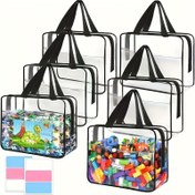 Resim Şeffaf PVC Depolama Çantası Fermuarlı - Yeniden Kullanılabilir, Su Geçirmez, Oyuncaklar, Seyahat Gereçleri ve Ev Eşyaları için Büyük Kapasite, Sağlam Tutacaklar, Çok Amaçlı Düzenleyici Beyaz, Mavi, Pembe veya Yeşil Renklerde, Çok Amaçlı Depolama | Sağlam Saplı Çanta | Fonksiyonel Organizatör, Raf Sepetleri 