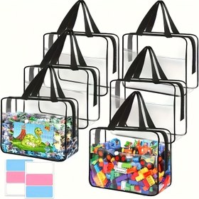 Resim Şeffaf PVC Depolama Çantası Fermuarlı - Yeniden Kullanılabilir, Su Geçirmez, Oyuncaklar, Seyahat Gereçleri ve Ev Eşyaları için Büyük Kapasite, Sağlam Tutacaklar, Çok Amaçlı Düzenleyici Beyaz, Mavi, Pembe veya Yeşil Renklerde, Çok Amaçlı Depolama | Sağlam Saplı Çanta | Fonksiyonel Organizatör, Raf Sepetleri 