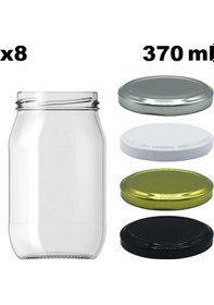Resim Afracam 370 ML Siyah Metal Kapaklı Şeffaf Cam Kavanoz 8 Adet 
