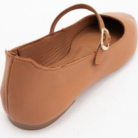 Resim Luvi Shoes Lunaıre Taba Hakiki Deri Tek Bantlı Sivri Burun Kadın Babet Ayakkabı Taba 