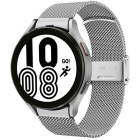 Resim Samsung Galaxy Uyumlu Watch 4 Klasik 42mm / 46mm Milan Metal Çelik Hasır Toka İzle Bandı Gümüş 