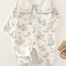 Resim 1 Adet Kızlar İçin %100 Pamuklu Bodysuit - Yumuşak Uzun Kollu Örtü Elbise, Düğmeli ve Kuşaklı, Geniş Pantolon Paça Açık, Fırfır Boyun Detayı ile Bahar/Sonbahar 0.0-600.15cm için Kolay Bakım Sadece Elde Yıkama Kuru Temizleme Yok Pastel Pembe/Bej/Mavi/Yeşil/Kahverengi Renklerde - Günlük Giyim, Çekime Hazır Şeffaf Emzikli Bel Detallı Mutfak, Çekimiye uygun giysiler 