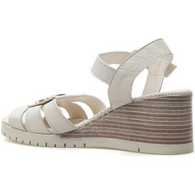 Resim Mammamia Kadın Hakiki Deri Toka Detaylı Dolgu Topuklu Günlük Sandalet 25y D25ys-2775 Z Kemik Kemik 