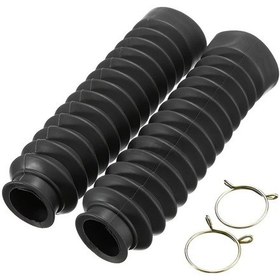 Resim Tongdashop Siyah Motor Ön Çatal Koruyucu Seti Sürüş Konforu İçin Siyah Lastik Amortisör Toz Kılıfı 