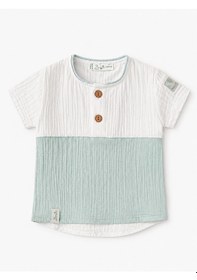 Resim Babyhola Erkek Bebek Müslin Kumaş Şortlu Takım Yazlık Kısa Kollu 2 Li Takım 22455 Mint 