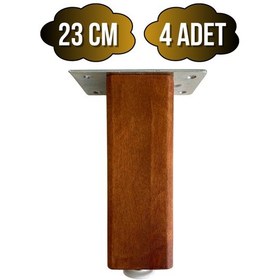Resim Kale Ayarlı Ahşap Ayak Mobilya Masa Ve Dolap Ayağı Ceviz Kayın/gürgen Ağacı 23cm 4 Adet Ceviz 