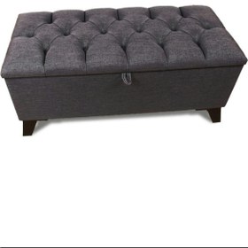 Resim mc mobilya Sahra Peri Sandıklı Keten Kapitone Sandıklıpuf Puf Bench Tabure Pistonlu 