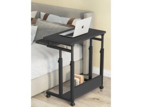 Resim servetavcı Yükseklik Ayarlı ve Klavyelikli Laptop Sehpası ve Çalışma Masası - Antrasit (Tekerli) Oval Kenar 