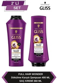 Resim Gliss Full Hair Wonder Dökülme Karşıtı Şampuan 400ml + Saç Kremi 360ml set-hnkl-5222-6364 Tüm Saçlar 