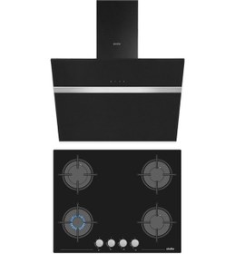 Resim Simfer 3653 + 8611 Cam 2'li Ankastre Set Siyah 