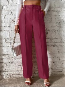 Resim Genel Markalar TİANA Kadın önden Fermuarlı Cepli Geniş Kesim Lame Deri Pantolon 