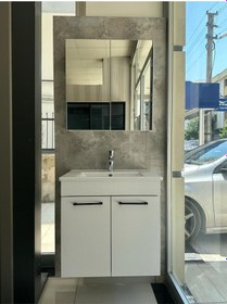 Resim Banyo Dolabı Lavabolu Aynalı 65 Cm 