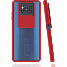 Resim ZORE Xiaomi Poco X3 Kılıf Zore Lensi Sürgülü Kamera Koruyucu Kılıf Kırmızı 